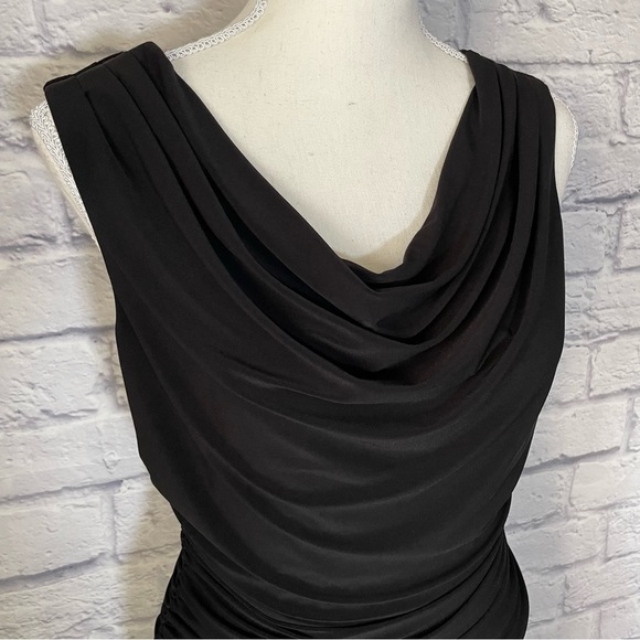 FRANK Lyman Design Cowl Neck Floral Lace Skirt Ruched Bodice A Line Dress Size 6 - Picture 4 of 12